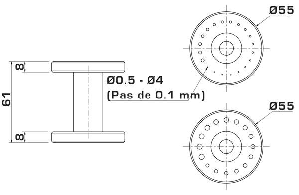 Table à trous exemple et mise en situation avec comparateur pour bridage sur pièces à collerettes ou épaulées