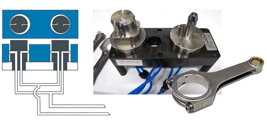 Mesure pneumatique sans contact par fuite d'air pour des mesures d'Entraxe