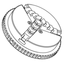 Mandrin tournant en inox - outil cylindrique avec des mors en forme de mâchoire pour maintenir les pièces