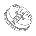 Mandrin tournant en inox - outil cylindrique avec des mors en forme de mâchoire pour maintenir les pièces