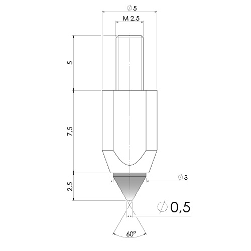 Touche plastique anti rayures Ø0.5 PEEK ou DELRIN