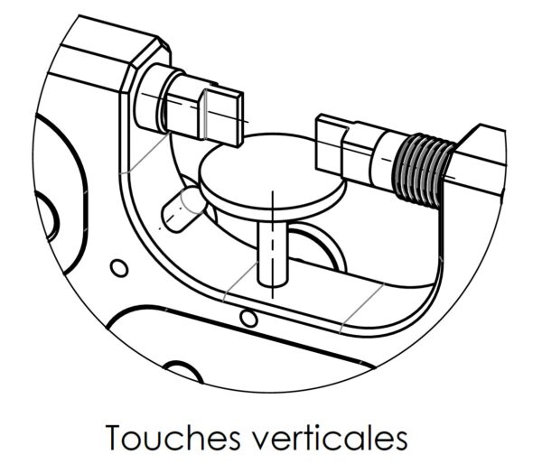 Touches couteaux Ep 1.5 mm sur système de mesure de tampons et calibres lisses et filetés avec capteur et afficheur Métro PMS8822