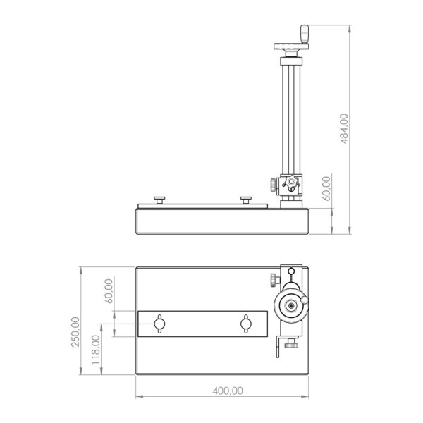 Dimensions du statif de mesure pour rugosimètre Mahr M410