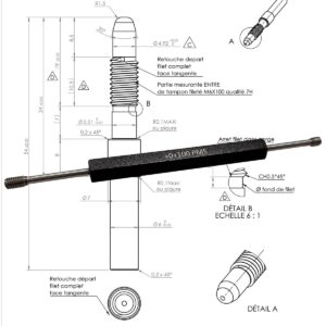 Dessin technique d’un tampon fileté spécial sur plan client