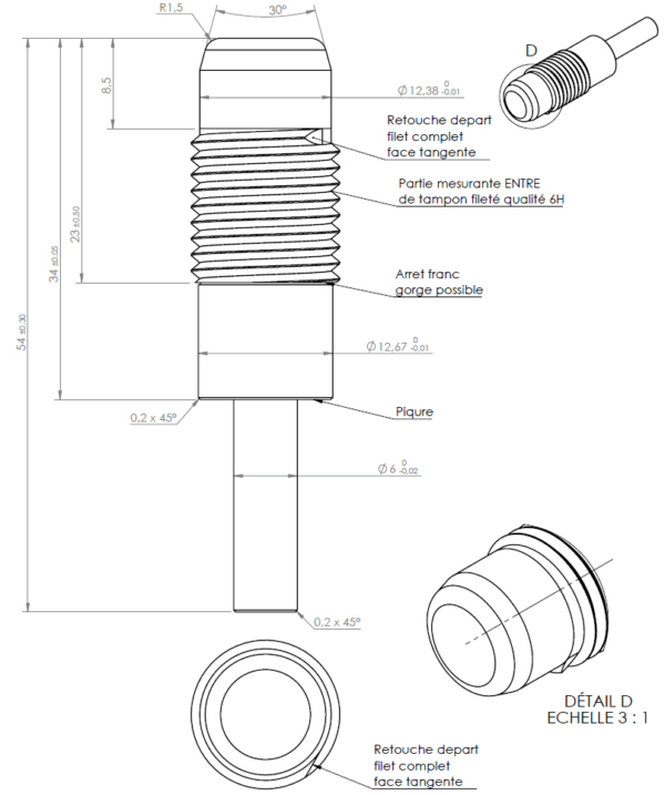 Tampon fileté suivant plan / Tampon fileté spécial – Image 3