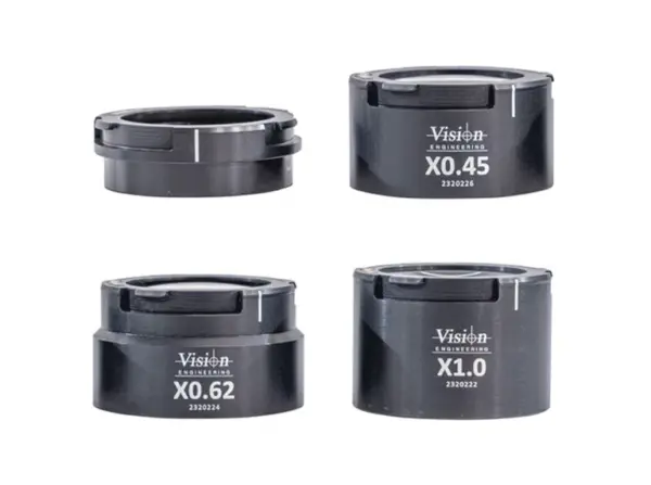 Collection de lentilles du microscope numérique 4K HALO, offrant un large choix de grossissements pour inspection.