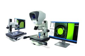 Gamme complète de systèmes de mesure Swift PRO – Duo, Cam et Elite – illustrant les différentes configurations optiques et vidéo pour le contrôle qualité industriel.