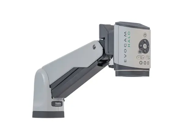 Microscope numérique 4K industriel EVO Cam HALO monté sur support Verso, offrant stabilité et flexibilité pour l’inspection de précision.